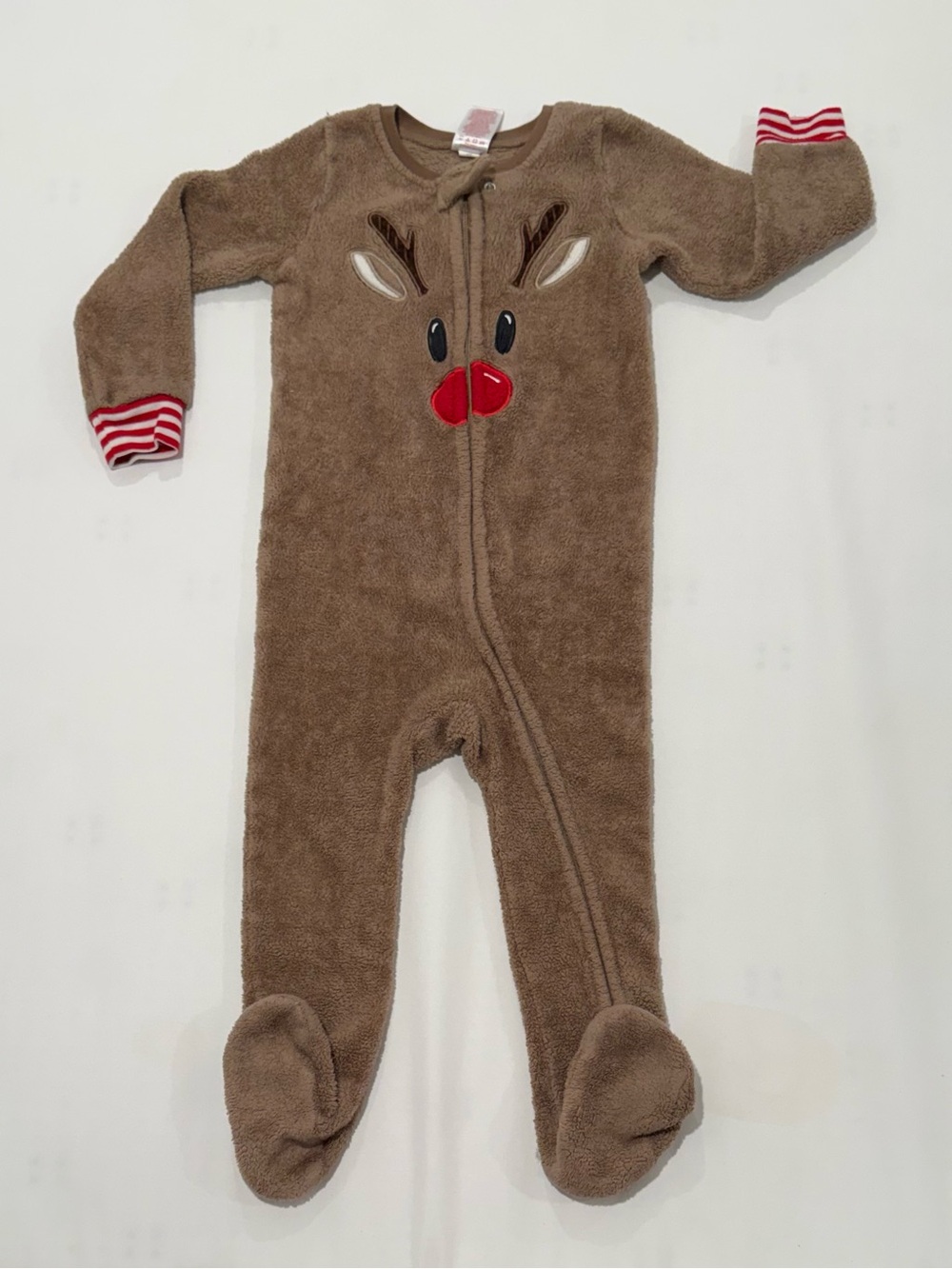 Cozy Brown Reindeer Footie Pajamas